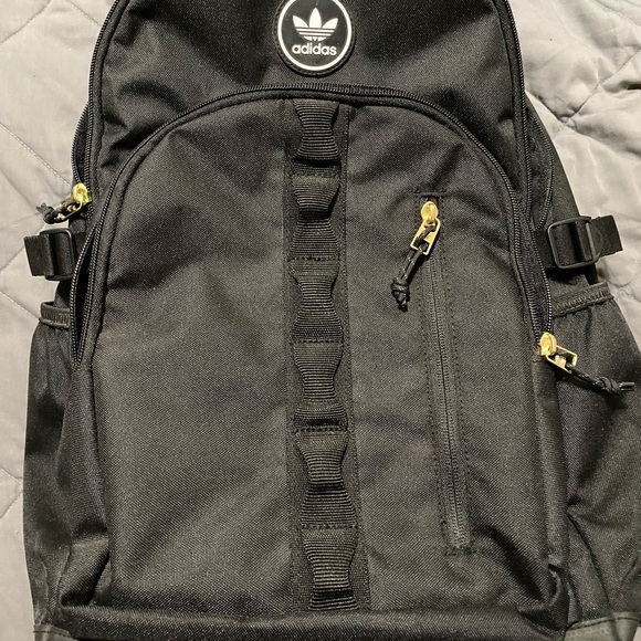 adidas Other - Adidas Originals Trefoil Patch Black Backpack with Gold Accents